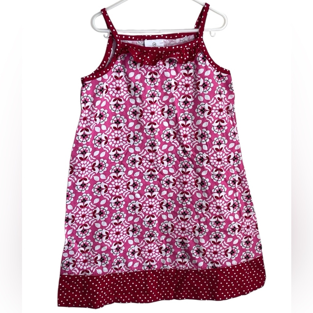 Hannah Andersson Pink Red Floral Tank Dress Size 130 = Girls Size 8 GUC